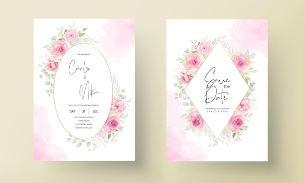 Elegant soft floral wedding invitation card design