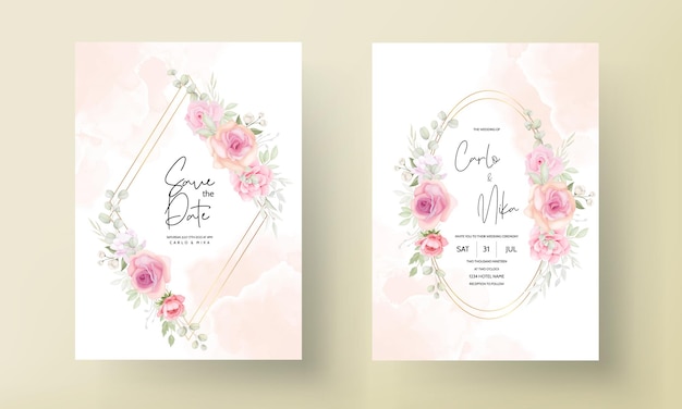 Elegant soft floral wedding invitation card design