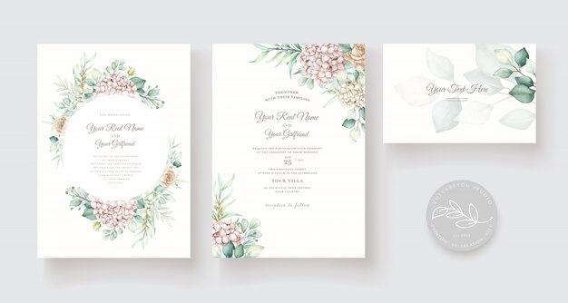 Elegant soft floral wedding invitation card template