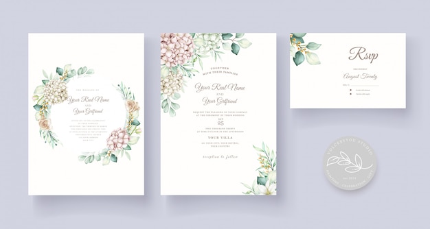 Elegant soft floral wedding invitation card template