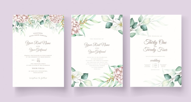 Elegant soft floral wedding invitation card template