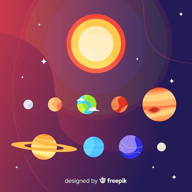 Free Vector elegant solar system composition with flat design