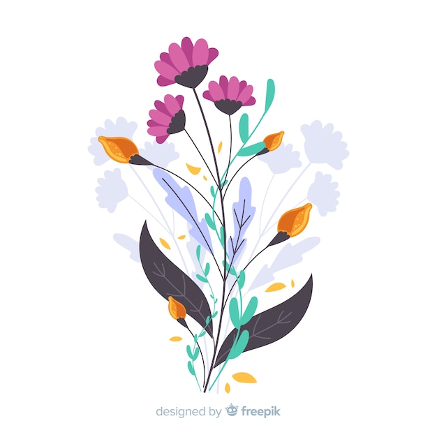 Elegant spring flowers in flat design