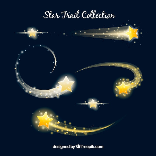 Free vector elegant star trail collection