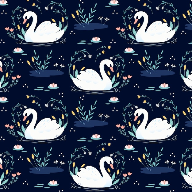 Free Vector elegant swan pattern