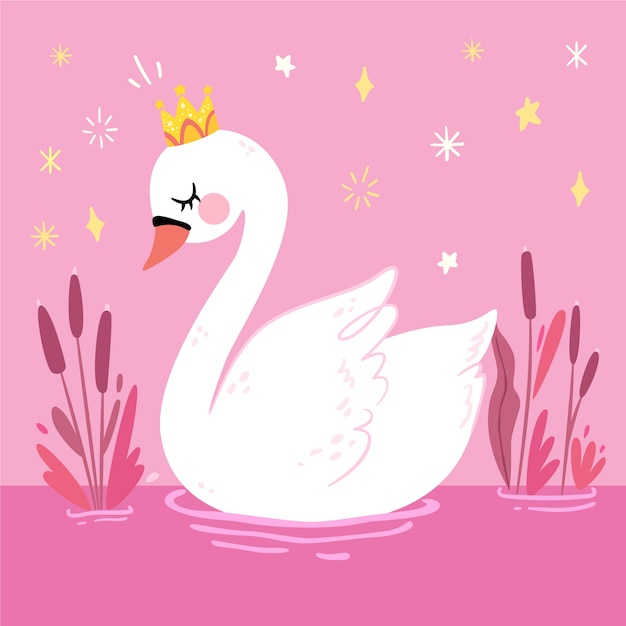 Elegant swan princess with crown