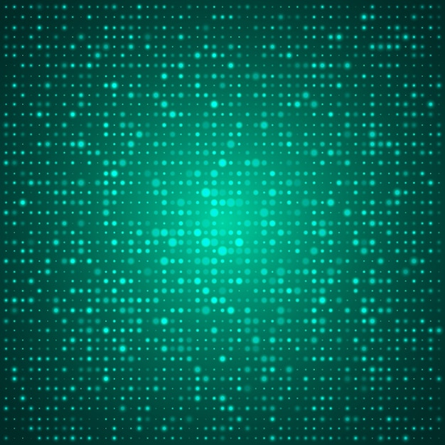 Elegant technical abstract  design poster with green many glowing round shapes or points