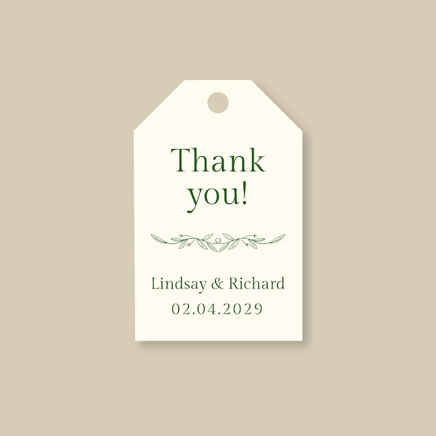 Free Vector elegant thank you wedding gift tag template