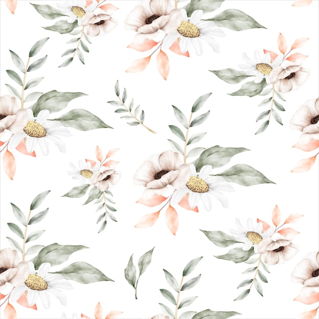 Free Vector elegant tiny floral watercolor seamless pattern design