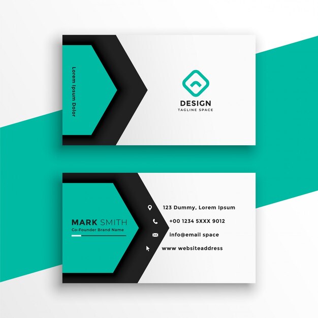 Elegant turquoise color hexagonal shape business card