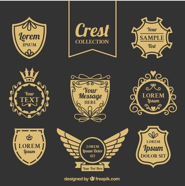 Free vector elegant vintage shields set