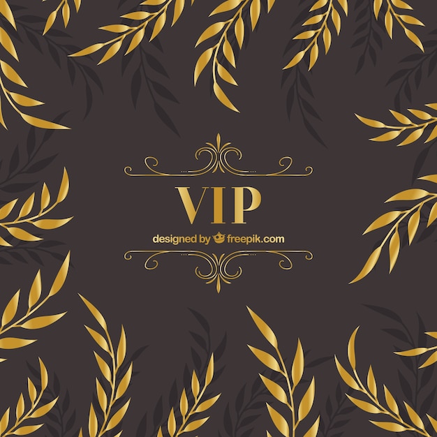 Free Vector elegant vip background with golden leaves