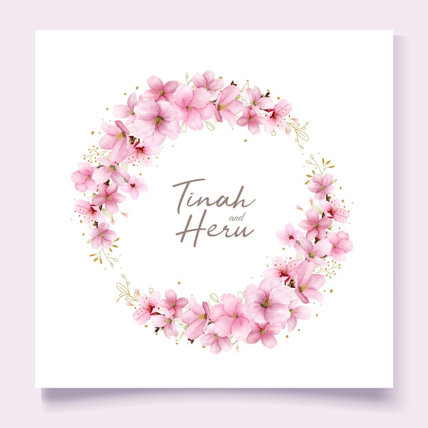 elegant watercolor cherry blossom invitation card template