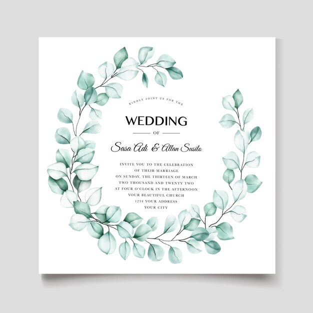 elegant watercolor eucalyptus invitation card template