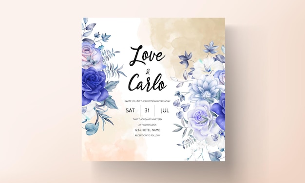 elegant watercolor floral wedding invitation card template