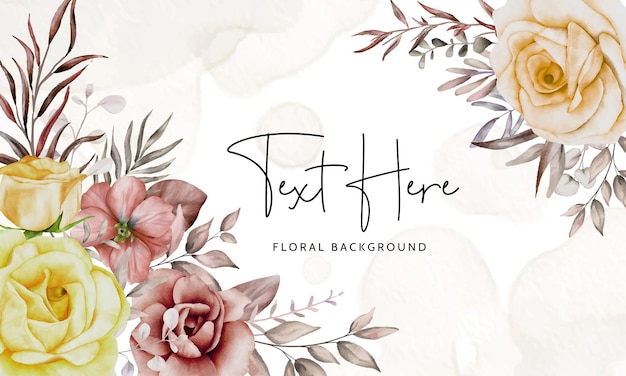 elegant watercolor flower and leaves background design