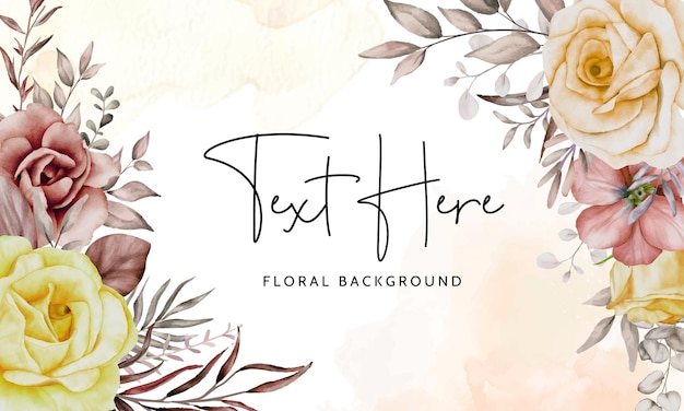 elegant watercolor flower and leaves background design