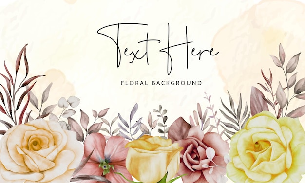 elegant watercolor flower and leaves background design