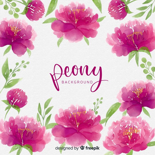 Elegant watercolor peony flowers background