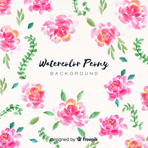 Elegant watercolor peony flowers background