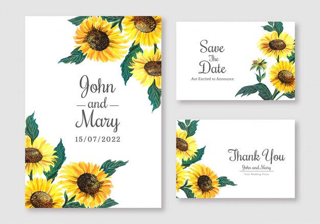 Elegant wedding card set template design