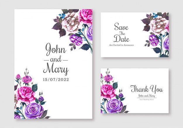 Elegant wedding card set template design