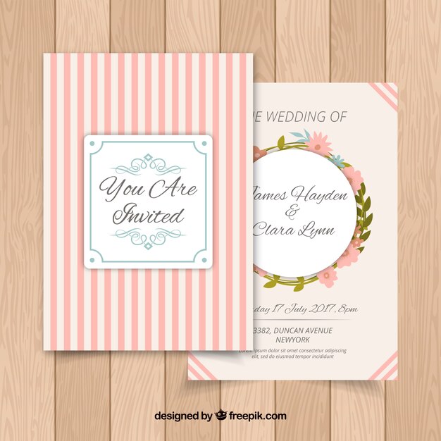 Elegant wedding card with floral ornaments