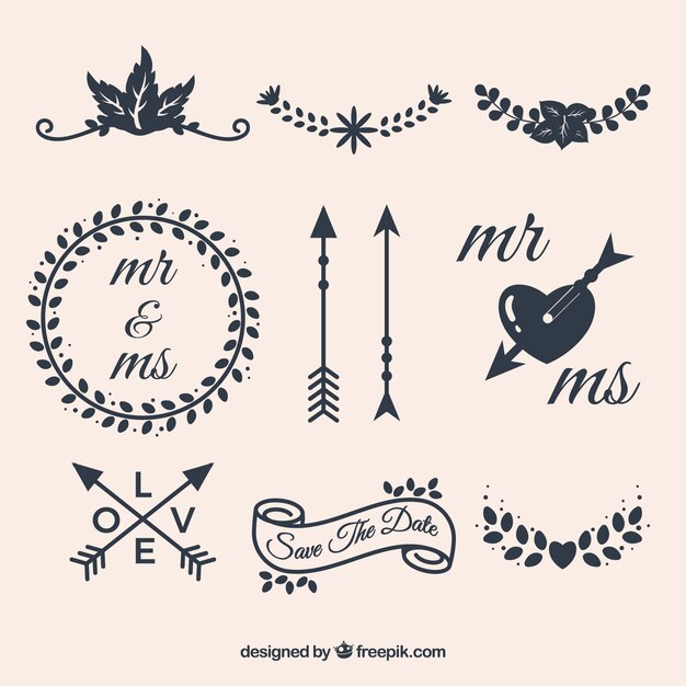 Free Vector elegant wedding elements