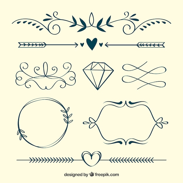 Free Vector elegant wedding elements