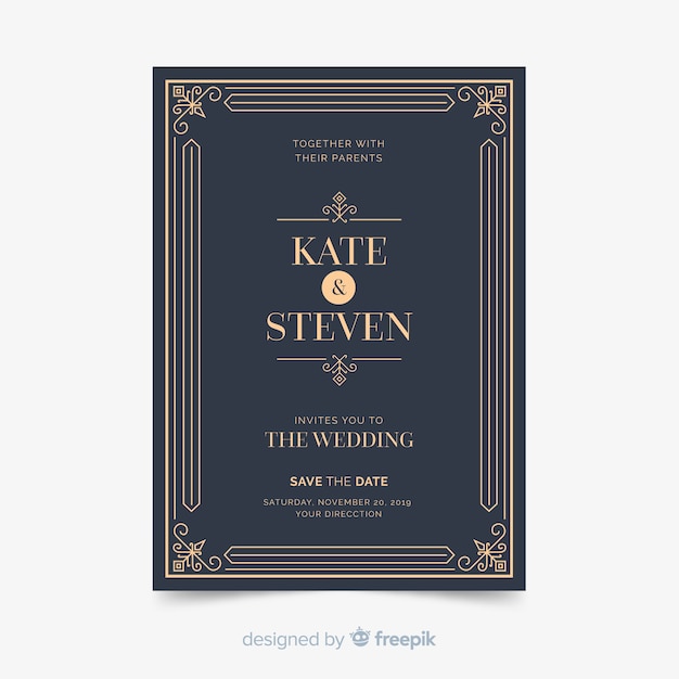 Elegant wedding invitation card template