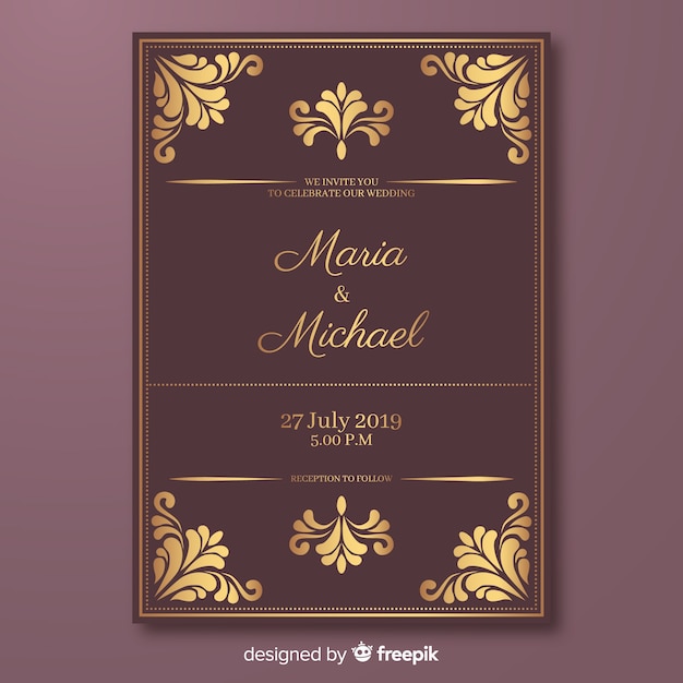 Elegant wedding invitation card template