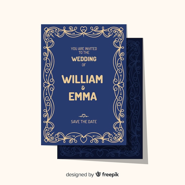 Elegant wedding invitation card template