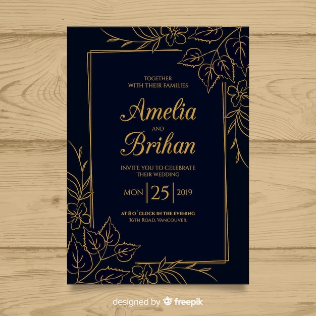 Elegant wedding invitation card template