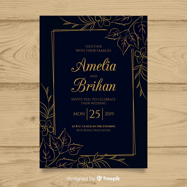 Elegant wedding invitation card template