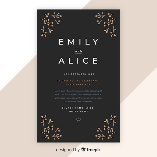 Elegant wedding invitation card template