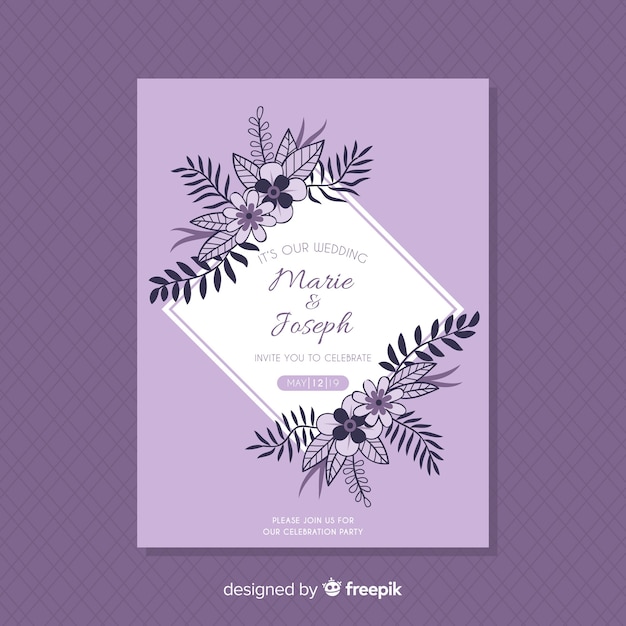 Free vector elegant wedding invitation card template