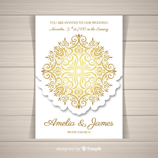 Elegant wedding invitation card template