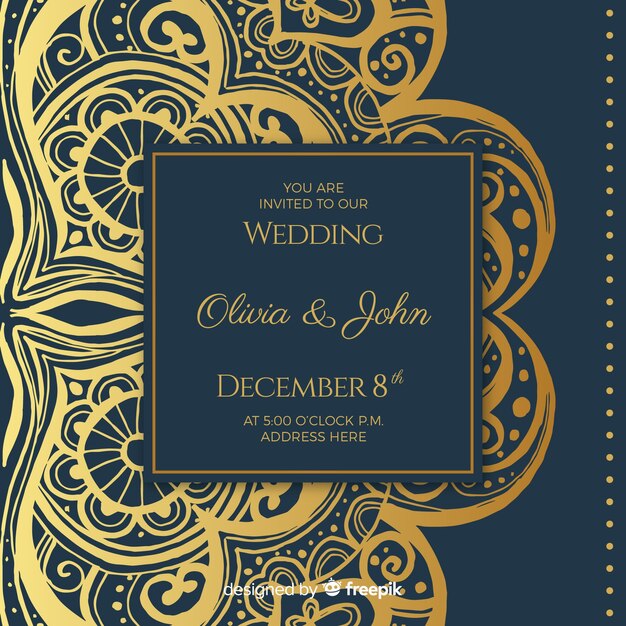 Elegant wedding invitation card template