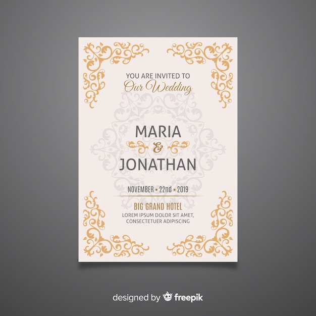 Elegant wedding invitation card template