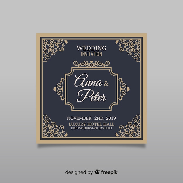 Elegant wedding invitation card template