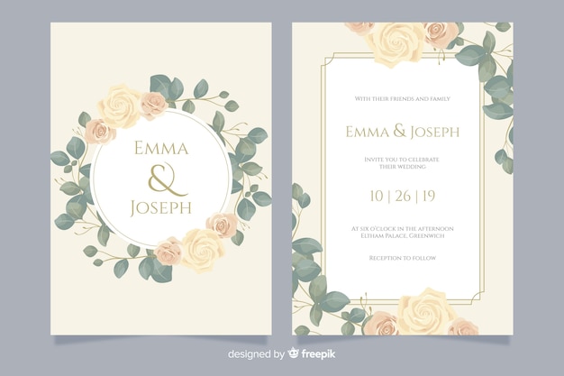 Elegant wedding invitation card template