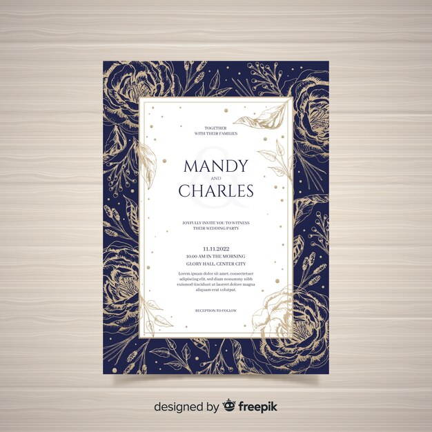 Elegant wedding invitation card template