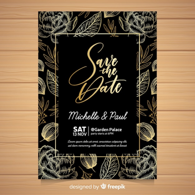 Elegant wedding invitation card template