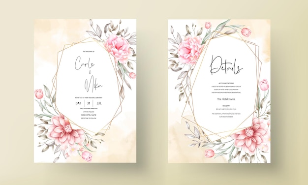 Elegant wedding invitation card with beautiful floral ornaments