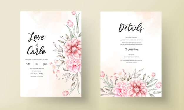 Elegant wedding invitation card with beautiful floral ornaments