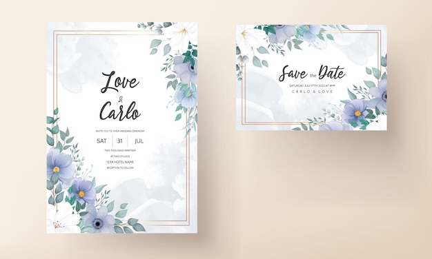 Elegant wedding invitation card with beautiful floral ornaments