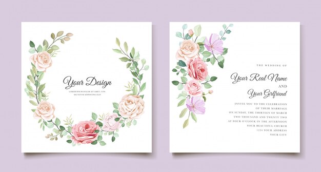 elegant wedding invitation card with beautiful floral