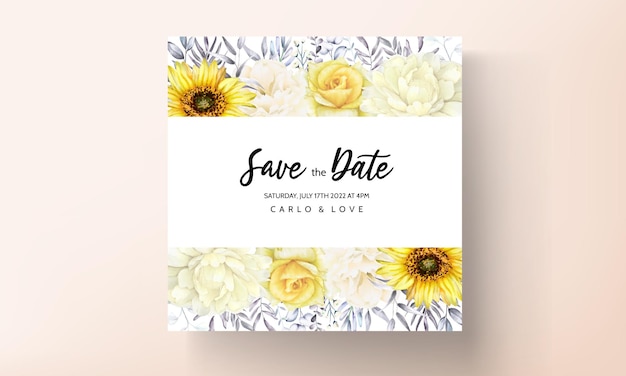 Free Vector elegant wedding invitation card with watercolor floral