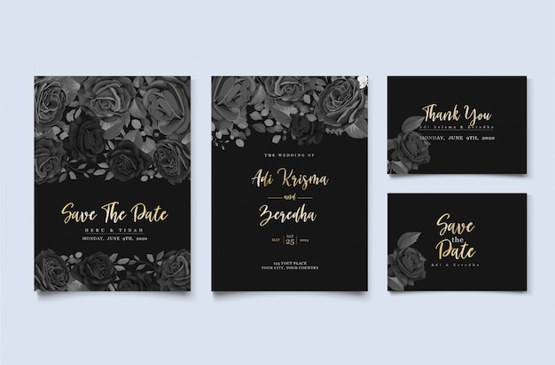 Elegant wedding invitation design with floral motif