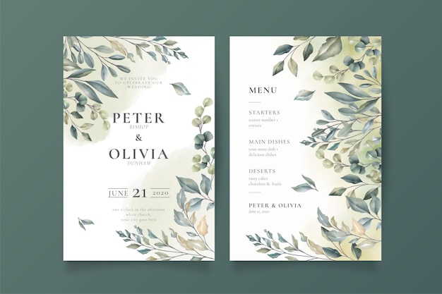 Elegant Wedding Invitation and Menu Template